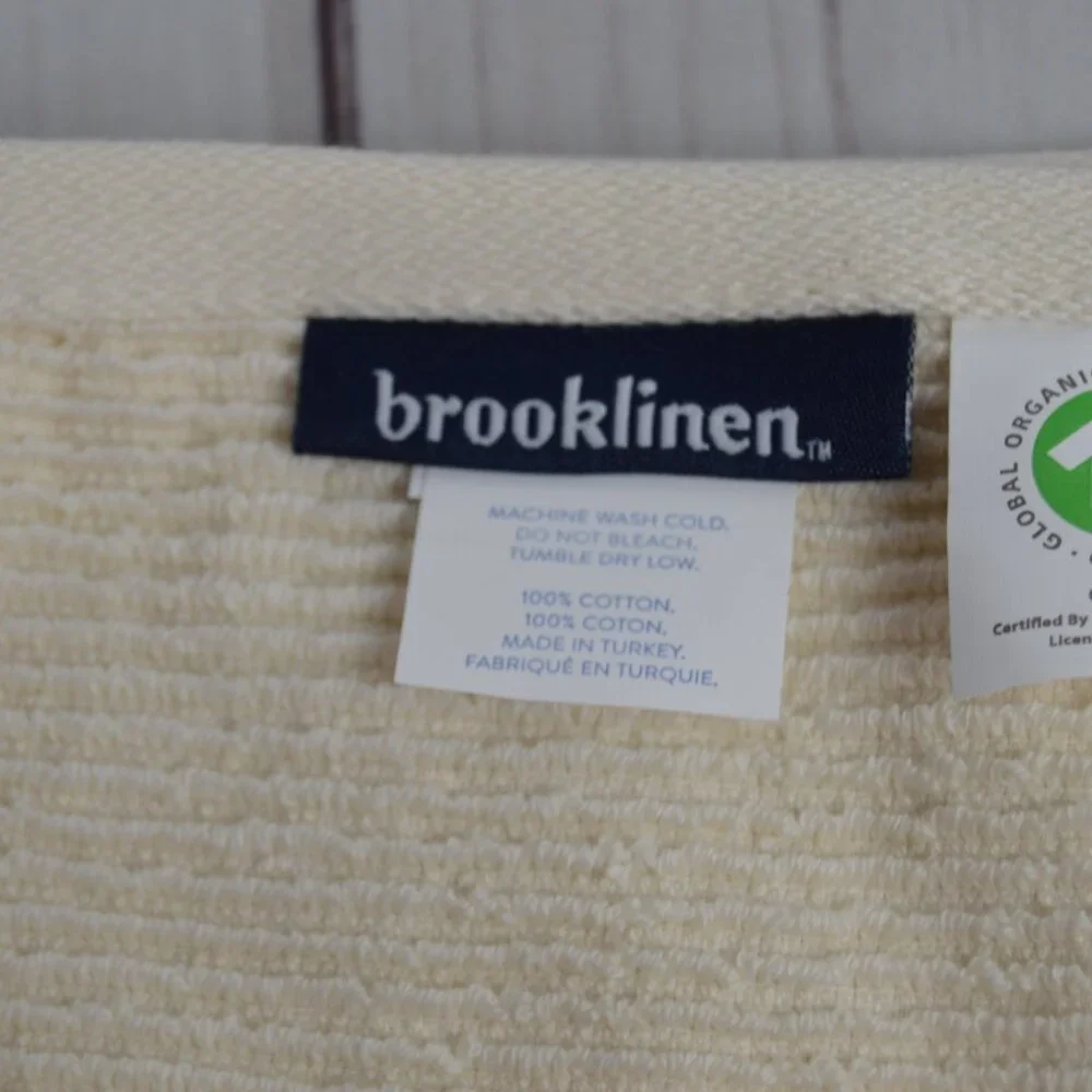 Brooklinen 100% Organic Cotton Ribbed Washcloths Vanilla Set 2 WC-GTS-41 NEW